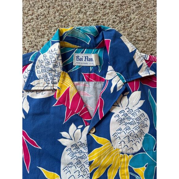 Vintage 80's, 90;s  Kai Nani Pineapple Hawaiian Shirt; size men's M, 100% cotton - Picture 8 of 10